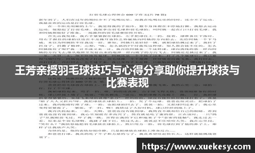 王芳亲授羽毛球技巧与心得分享助你提升球技与比赛表现